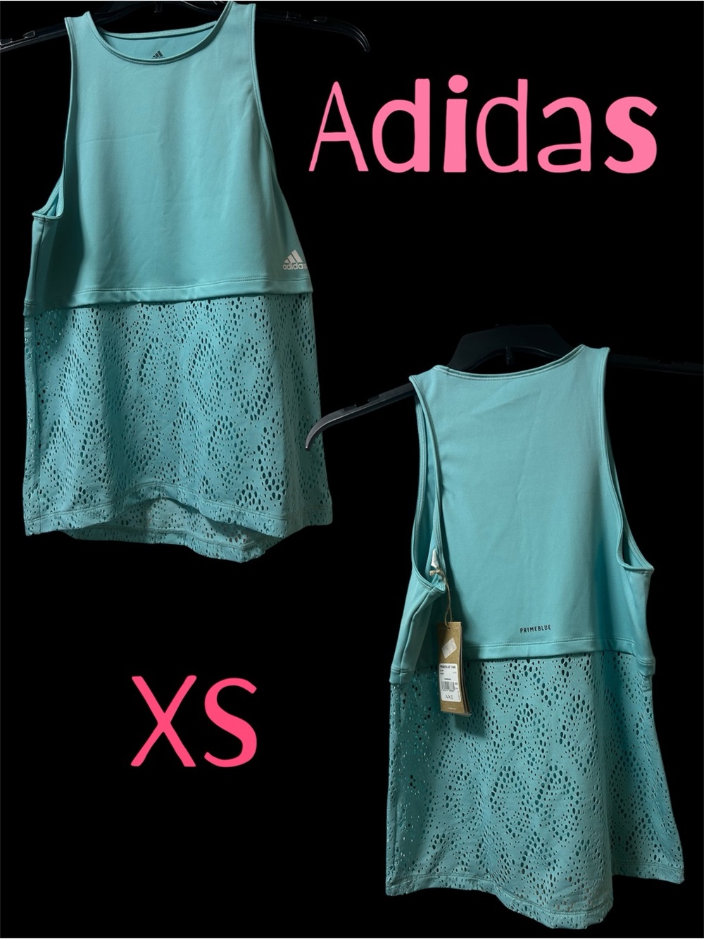 adidas Teal Sleeveless Eyelet Tank Top AXS